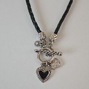 Lia Sophia Braided Cord Toggle Charm Heart Pendant Necklace